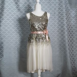 Justice girl's formal silver sequin dress, size 18